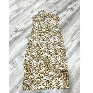 striped satin midi dress